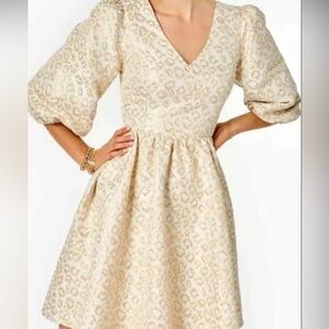 Lilly Pulitzer Calyssa Dress in Gold Dazzle Leopard Jacquard